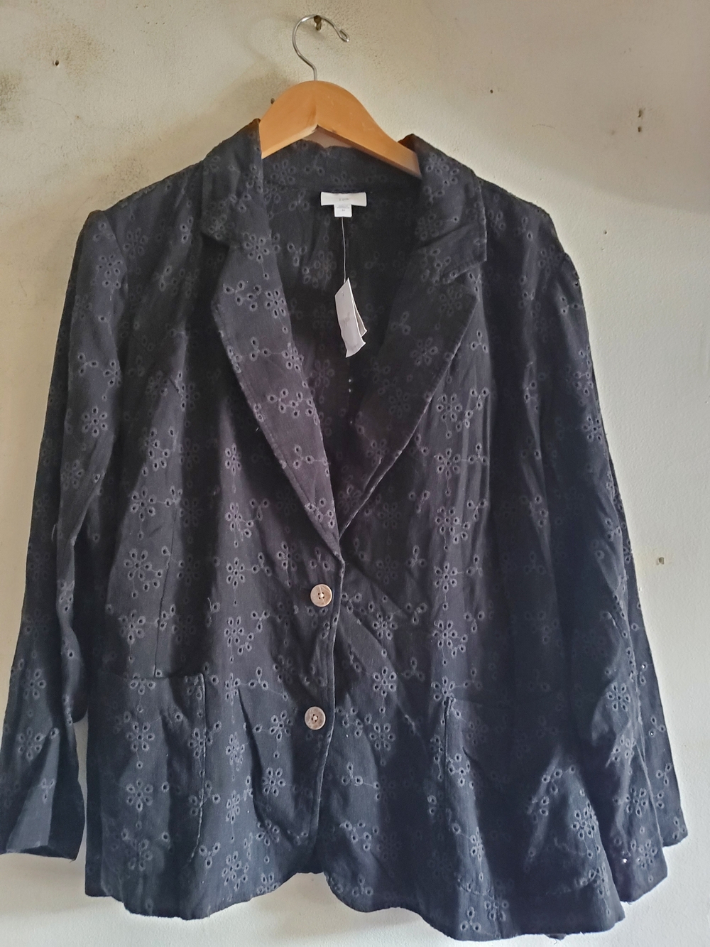 J Jill Women’s Black Eyelet Blazer Jacket Suze 2XL.